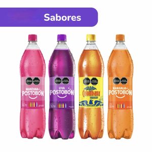 Gaseosa Postobon 1.25 L x12und en sabores COLOMBIANA – MANZANA – UVA – NARANJA – PEPSI – 7UP