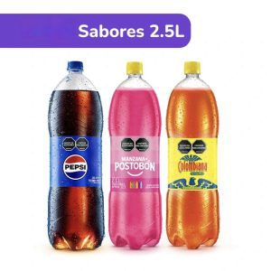 Gaseosa Postobon 2.5 L x8und en sabores  COLOMBIANA – MANZANA – UVA – NARANJA – PEPSI – 7UP